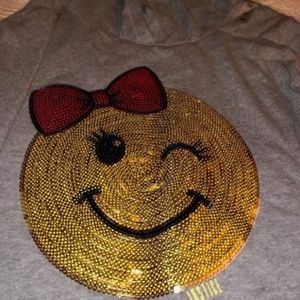 Justice Sequin Smiley Face Pullover